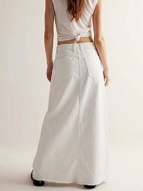 Free People We The Free Come As You Are Denim Maxi Skirt in White Size4 NWOT
